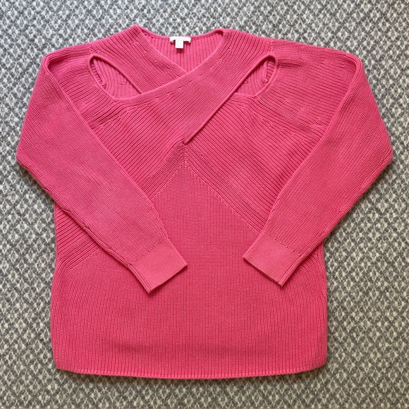 COS Pink 100% Cotton Criss Cross Neckline Sweater Size M - Picture 3 of 13